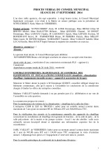 Conseil municipal du 17 septembre 2014